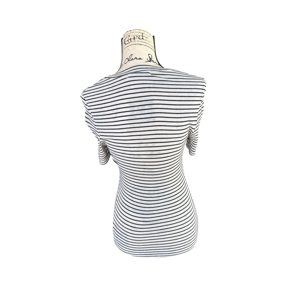 GBTSO Black and White Striped Short Sleeved Crew Neck Knit Tee Women’s Size S - Picture 2 of 6